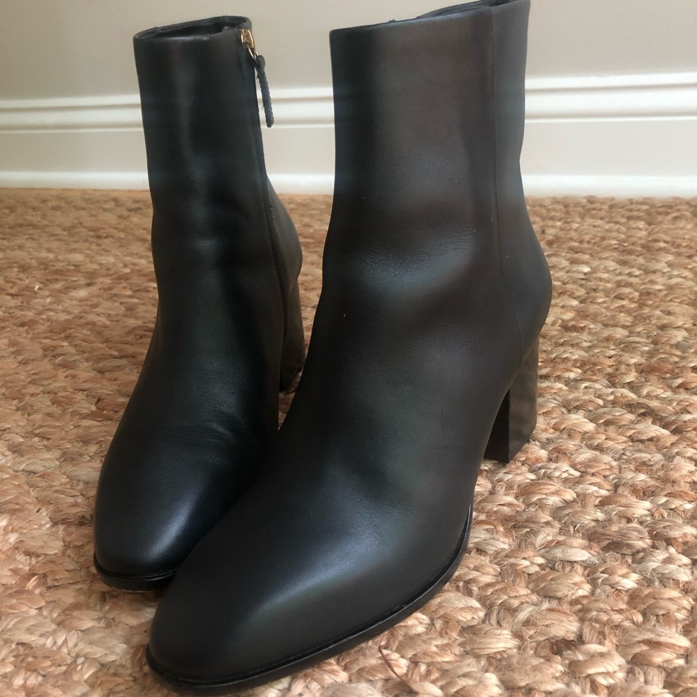 J Crew Sadie Stacked Heel Leather Bootie. Size 7.5